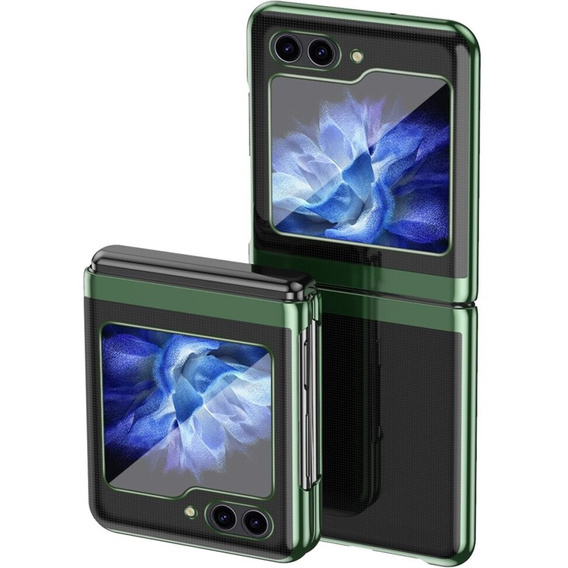 Husă pentru Samsung Galaxy Z Flip7 FE / Z Flip6, PC Case, transparent / verde