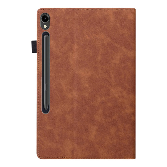 Husă pentru Samsung Galaxy Tab S10 FE+ Plus, Classic, cu spațiu pentru stylus, maro