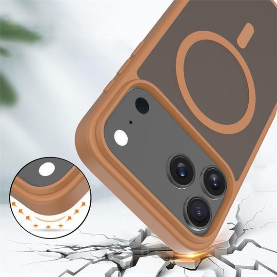 Husă Matt pentru iPhone 17 Pro Max, pentru MagSafe, maro translucid