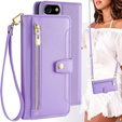Cu clapetă pentru iPhone 16E, Wallet Zipper Pocket, violet