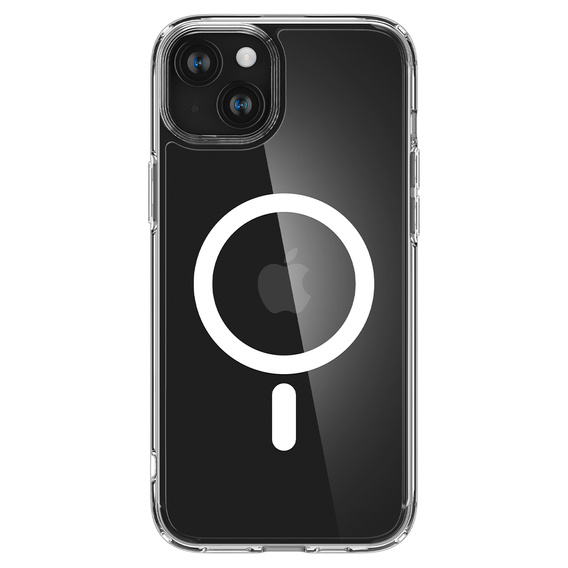 Carcasă MagSafe Spigen pentru iPhone 15, Ultra Hybrid, transparent / alb + 9H Tempered Glass