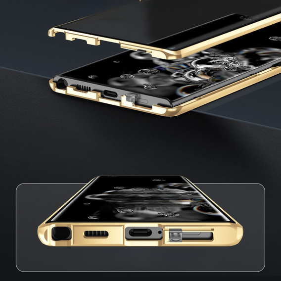 Husa pentru Samsung Galaxy S23, Magnetic Dual Glass, de aur