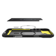 Carcasa Spigen pentru iPhone 16, Rugged Armor MagSafe, negru + Tempered Glass 9H