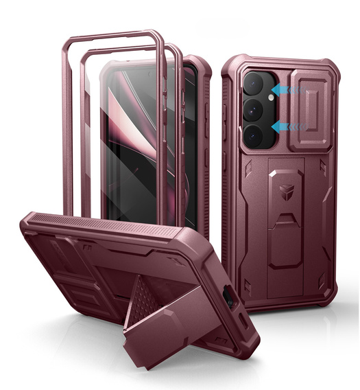 Husă blindată pentru Samsung Galaxy S25+ Plus, Dexnor Full Body (Two Frames), roșu