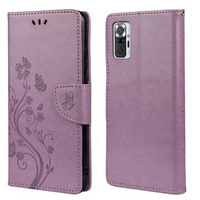 Cu clapetă pentru Xiaomi Redmi Note 10 / 10S, Butterfly, violet deschis