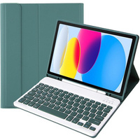 Carcasă + tastatură iPad 10.9 2022 10 Gen, Pen Slot, verde închis