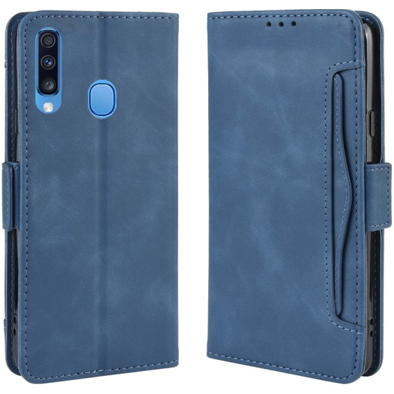 Cu clapetă pentru Samsung Galaxy A20s, Card Slot, albastru închis