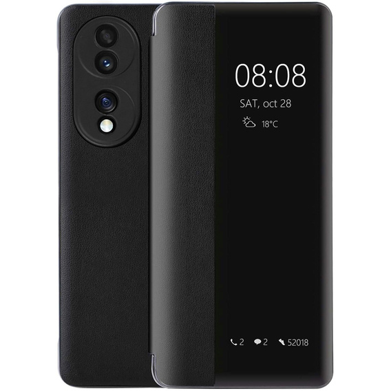 Husă cu clapetă pentru Honor 70 5G, Side View, negru