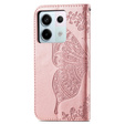 Cu clapetă pentru Xiaomi Redmi Note 13 Pro 5G, Butterfly, roz rose gold