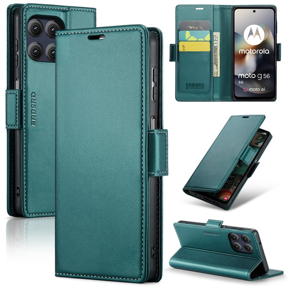 ERBORD Portofel Litchi lucios cu clapetă pentru Motorola Moto G56 5G
