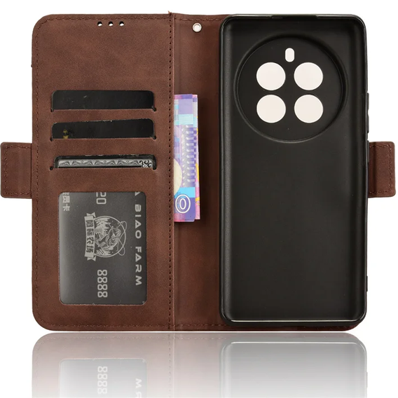 Cu clapetă pentru Realme 12 Pro 5G / 12 Pro+ 5G, Card Slot, maro
