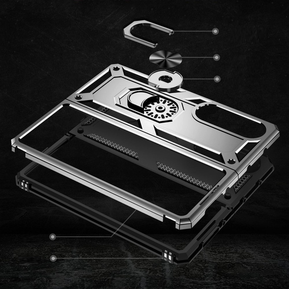 Husă blindată pentru Samsung Galaxy Z Fold 4 5G, Nox Case Ring, de argint