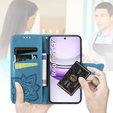Cu clapetă pentru Realme 14X / Realme C75, Butterfly, albastru