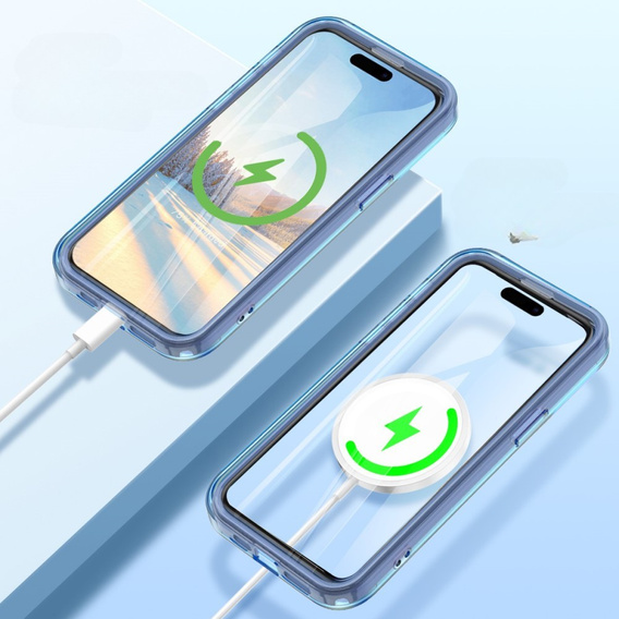 Carcasă pentru iPhone 16 Pro, Shockproof Hybrid, cu folie pentru ecran, pentru MagSafe, albastru