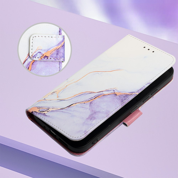 Cu clapetă pentru Xiaomi Redmi Note 13 Pro 4G / Xiaomi Redmi Note 14S / Xiaomi Poco M6 Pro 4G, Wallet, Marble violet