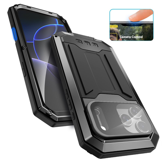 Carcasă blindată R-JUST cu protecție pentru ecran și suport pentru iPhone 17 Pro Max