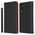 Cu clapetă pentru Samsung Galaxy S25 Edge, Litchi Skin Grain, negru