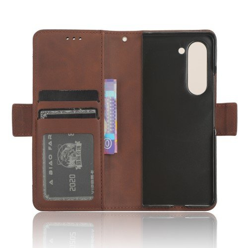 Cu clapetă pentru Samsung Galaxy Z Fold 5 5G, Card Slot, maro