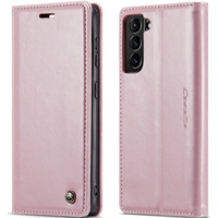 Carcasă flip CASEME pentru Samsung Galaxy S21, Waxy Textured, roz