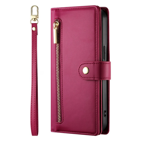 Cu clapetă pentru Xiaomi Redmi Note 14 Pro 5G / Poco X7 5G, Wallet Zipper Pocket, roșu