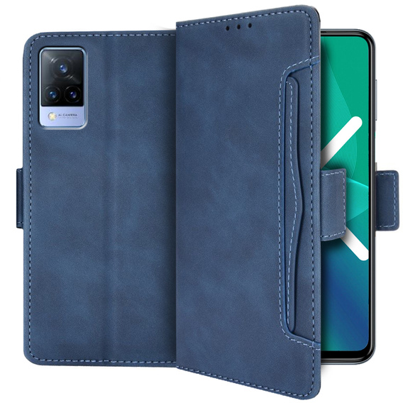 Cu clapetă pentru Vivo V21 LTE / 5G, Card Slot, albastru