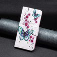 Cu clapetă pentru Xiaomi 13 Lite, Wallet, butterfly & flowers, alb