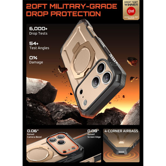 Carcasă Supcase pentru iPhone 17 Pro Max, Unicorn Beetle Grip Pro Mag, Desert Gold