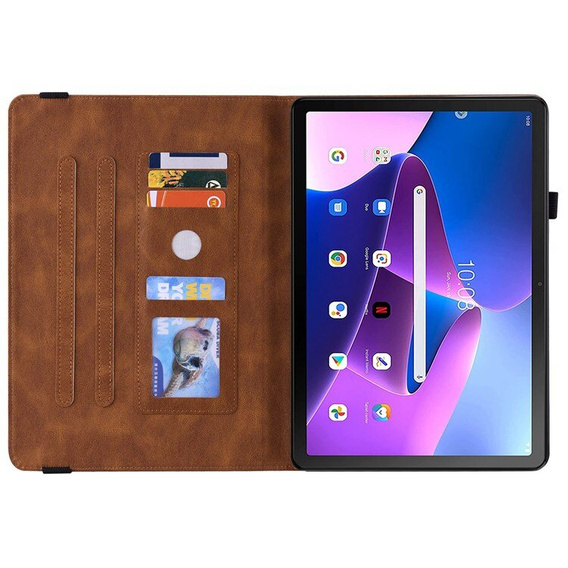Husă pentru Lenovo Tab M10 Plus 10.6 Gen 3 TB-125F TB-128F, Butterfly, maro