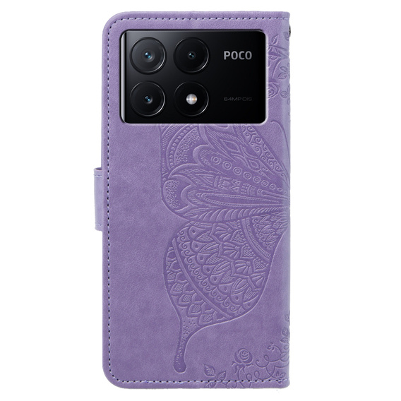 Cu clapetă pentru Xiaomi Poco F6 Pro, Butterfly, violet