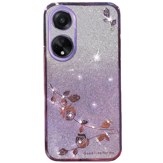Husă pentru Oppo A58 4G, Glitter Flower, violet