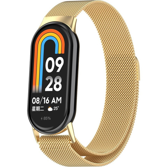 Brățară milaneză cu brățară cu carcasă pentru Xiaomi Smart Band 10 / 9 / 8, de aur