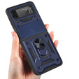 Husă blindată pentru Samsung Galaxy Z Flip3 5G, CamShield Slide, albastru