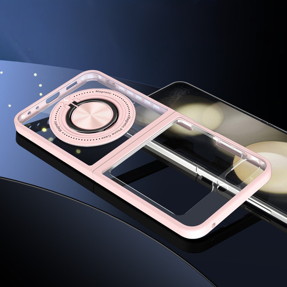Husă pentru Samsung Galaxy Z Flip7 FE / Z Flip6, Corners Dropproof, pentru MagSafe, transparent / roz