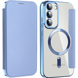 Cu clapetă pentru Samsung Galaxy S23, Wallet, MagSafe, albastru