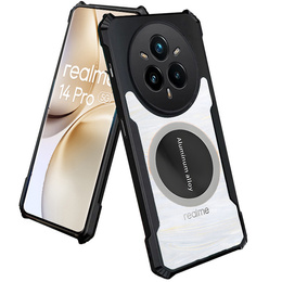 Carcasă pentru Realme 14 Pro+ 5G, cu placă magnetică, transparent / negru