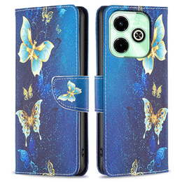 Cu clapetă pentru Infinix Hot 40i, Wallet, Butterflies albastru