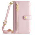 Cu clapetă pentru Motorola Moto G15 / G15 Power, Wallet Zipper Pocket, roz