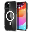Carcasă MagSafe Spigen pentru iPhone 15, Ultra Hybrid, transparent / alb + 9H Tempered Glass
