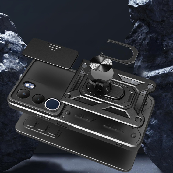 Husă blindată pentru Vivo Y19s, CamShield Slide, negru