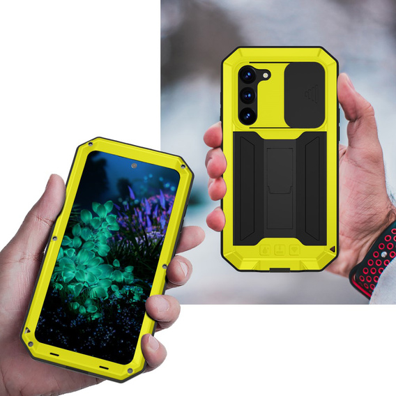 Husă blindată pentru Samsung Galaxy S23 Plus, R-JUST CamShield Slide, galben