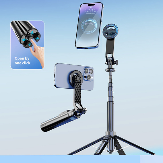 Blavec Fusion P06 - selfie stick din aluminiu cu MagSafe, trepied și telecomandă