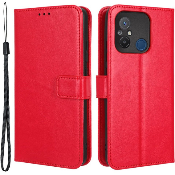 Cu clapetă pentru Xiaomi Redmi 12C, Crazy Horse Wallet, roșu