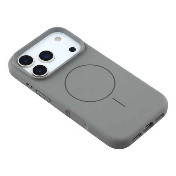 Husă din silicon pentru iPhone 17 Pro Max, pentru MagSafe, antișoc, gri