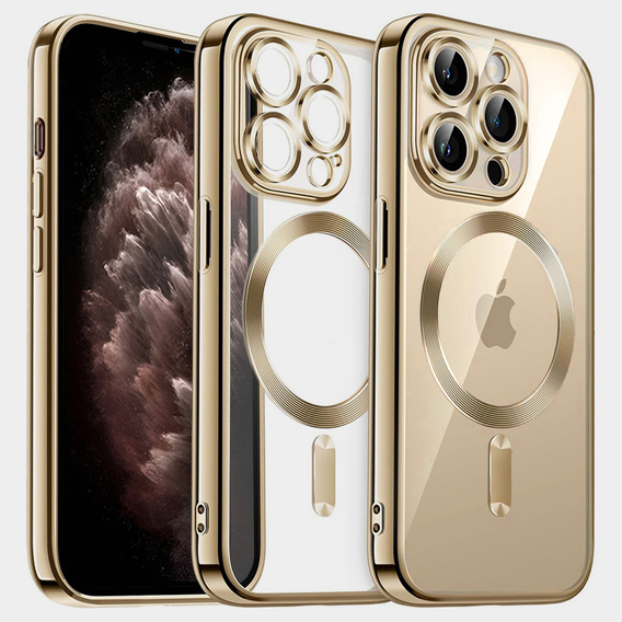 Husă pentru iPhone 11 Pro Max, Electro MagSafe, de aur + Sticlă pentru ecran