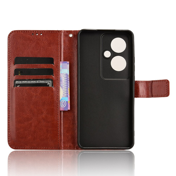 Cu clapetă pentru Oppo Reno 11F 5G, Crazy Horse Wallet, maro