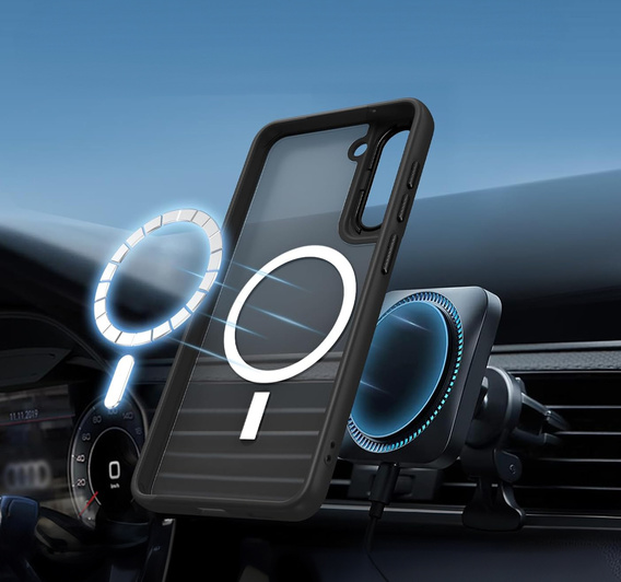 Husă pentru Samsung Galaxy S21 FE, pentru MagSafe, ERBORD Matt Case, negru + sticlă pentru ecran