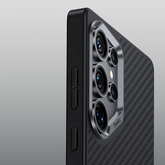 Carcasa BENKS Kevlar pentru Samsung Galaxy S25 Ultra, pentru MagSafe, Carbon Fiber, negru