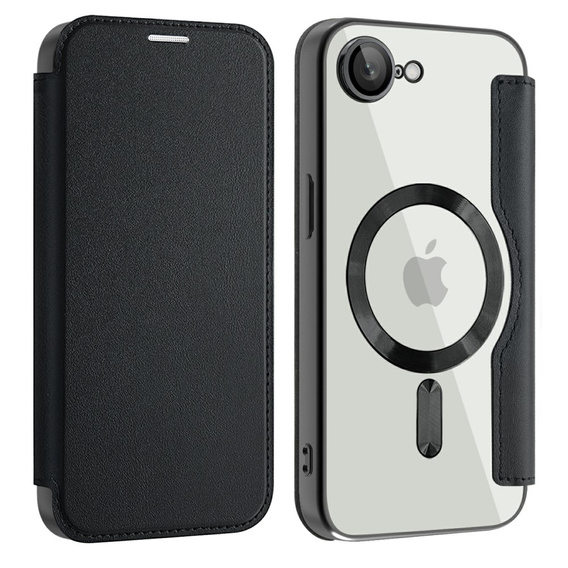 Cu clapetă pentru iPhone 16E, RFID Wallet MagSafe CamShield, negru