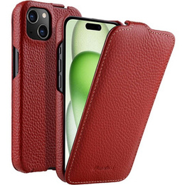 MELKCO carcasă flip pentru iPhone 15, piele, flip, roșu