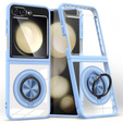Husă pentru Samsung Galaxy Z Flip7 FE / Z Flip6, Corners Dropproof, pentru MagSafe, transparent / albastru